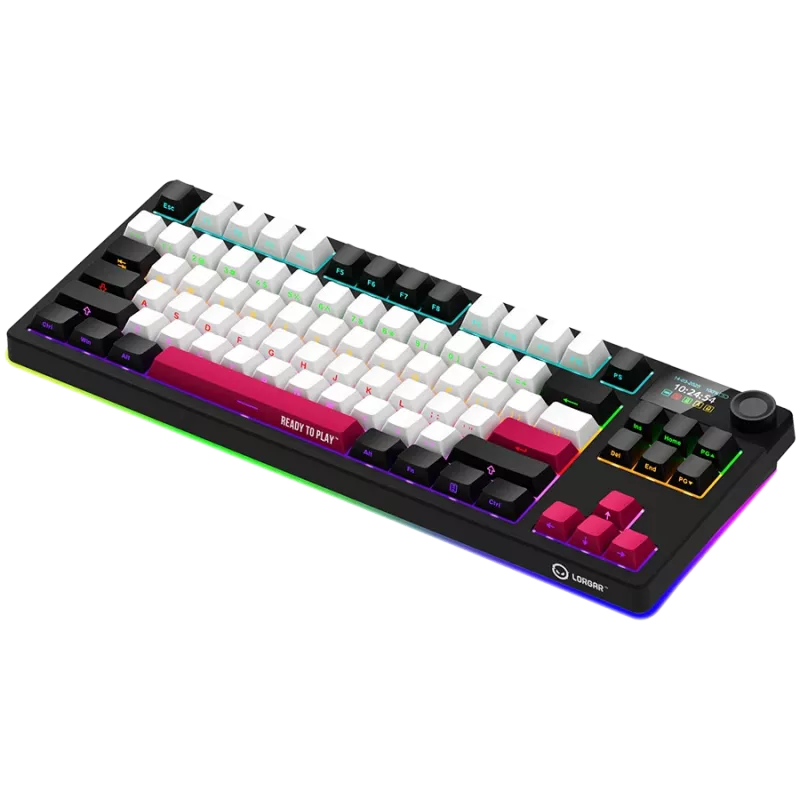 LORGAR KBP70TKLW, bezvadu TKL mehāniskā spēļu tastatūra Pro, melna/sarkana, EN izkārtojums