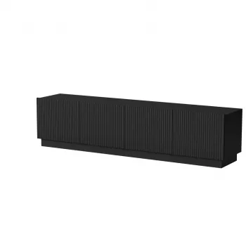 TV cabinet cama meble LIVERTI 2000x420x480 mm, Melns particle board top, Melns frame