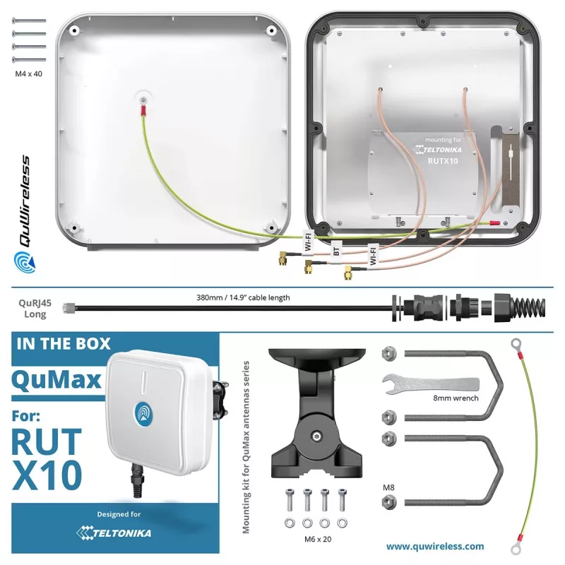Maršrutētāja piederums QuWireless QuMax for RUTX10 AX10M — ārējais antenas modulis Teltonika RUTX10