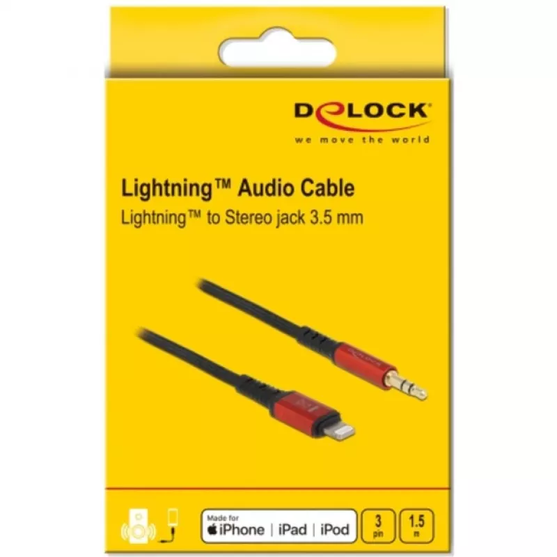 Audio kabelis DeLOCK 86587 1,5 m 3,5 mm Lightning melns