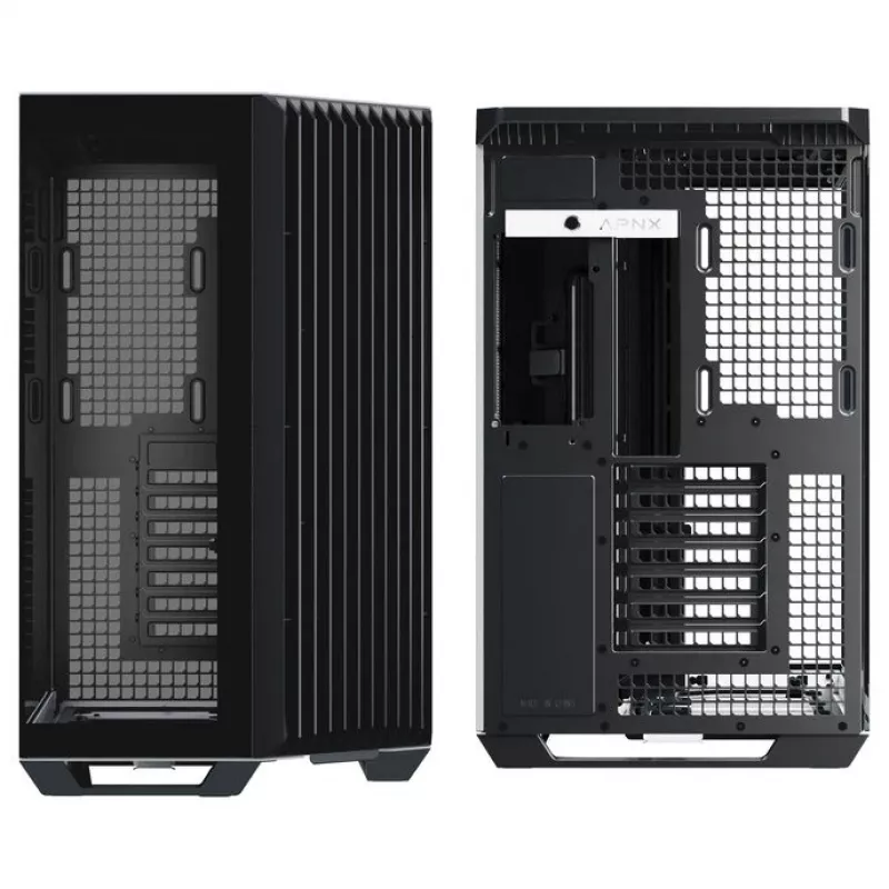 PC korpuss APNX V1, Midi-Tower, ATX, melns/balts