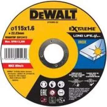 DEWALT griešanas disks 115x1.6x22.23 mm nerūsējošais tērauds (DT43905-QZ)