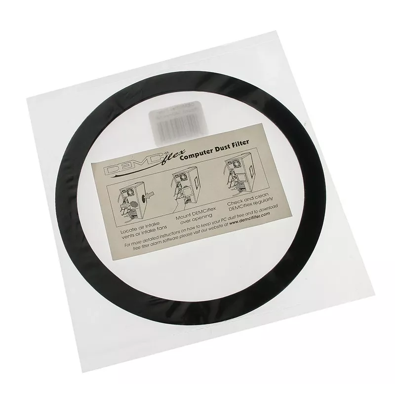 Putekļu filtrs DEMCiflex 140 mm apaļš — melns/balti korpusa ventilatoriem