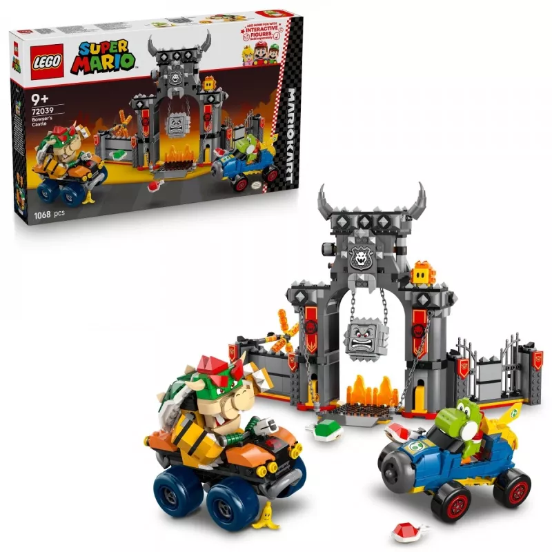 LEGO konstruktora komplekts 72039 Super Mario Bowser cietoksnis ar Mario kartingu, interaktīvs rotaļu komplekts