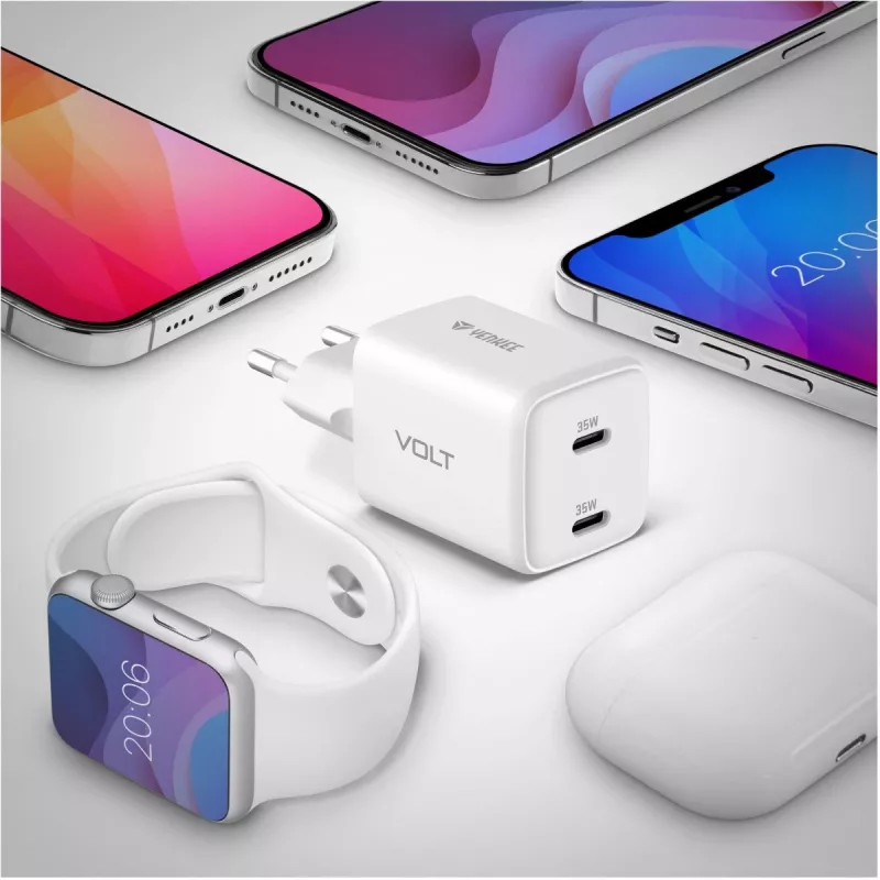 Sienas USB-C lādētājs YENKEE G35D 2x18W Power Delivery 3.0 3A