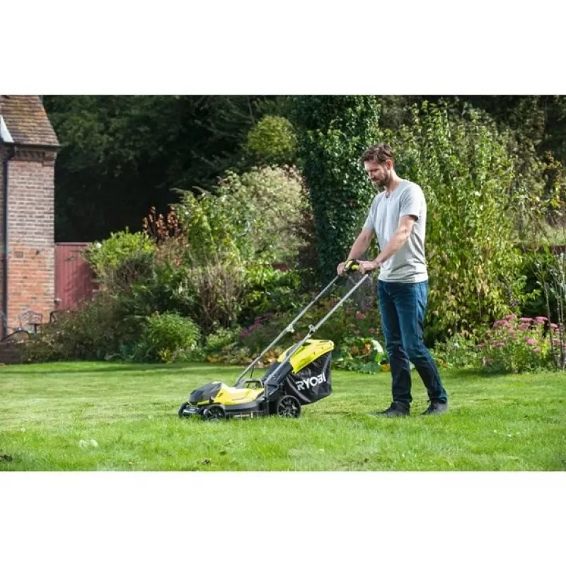 Ryobi OLM1833B zāles pļāvējs, stumjamais zāles pļāvējs, akumulators, melns, zaļš