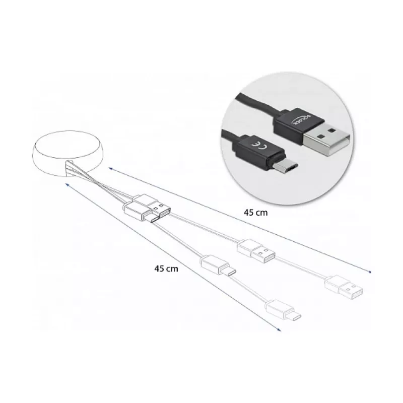 USB 2.0 Type-A uz Micro-B kabelis DeLOCK 85818