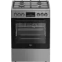 Brīvi stāvoša gāzes-elektriskā plīts BEKO FBM62330GXTN 60 cm, 4 degļu gāzes plīts virsma, 72 L elektriskā cepeškrāsns, energoefektivitātes klase A