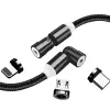 3-in-1 uzlādes kabelis ColorWay CW-CBUU037-BK — Lightning, Micro‑USB, USB‑C, 1 m, 2,4 A