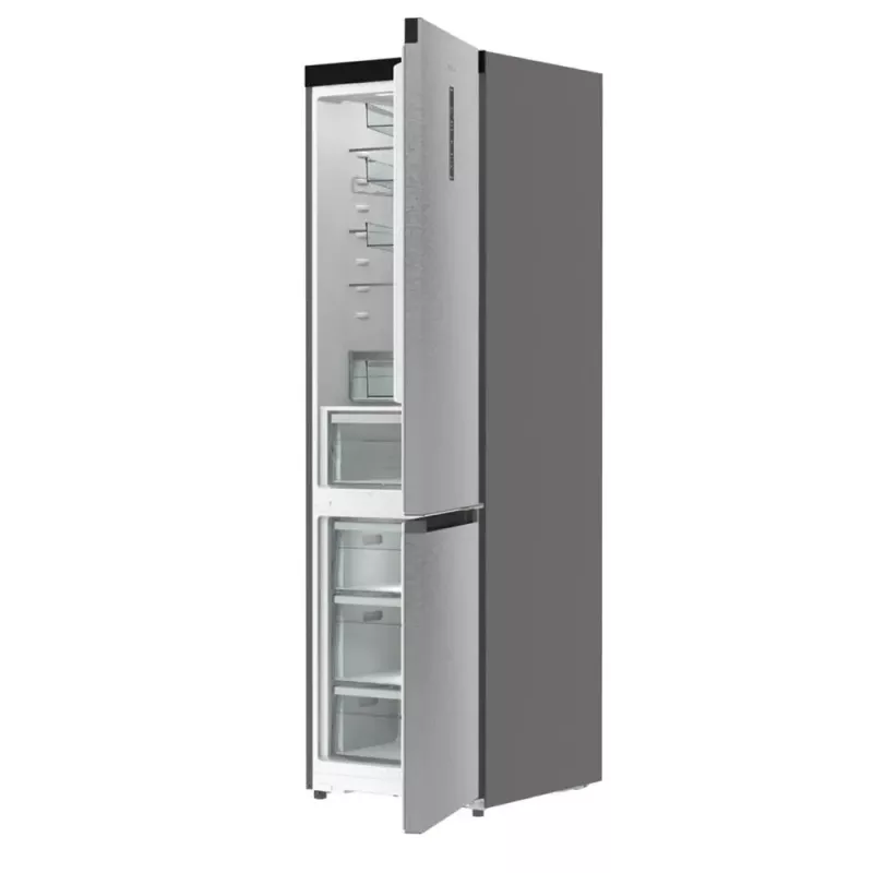 Ledusskapis ar saldētavu Gorenje NRB620E61X4WFE, brīvstāvošs, nerūsējošais tērauds, kopējā ietilpība 413 L, saldētava apakšā 130 L, NoFrost, LED displejs