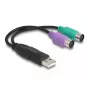 DELOCK USB uz PS/2 adapteris 0,17 m 2x 6 kontaktu Mini-DIN USB A
