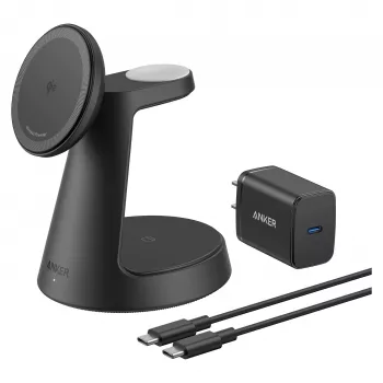 3-in-1 bezvadu uzlādes stacija Anker MagGo B25M4G11 — dokstacijas statīvs iPhone, AirPods un Apple Watch