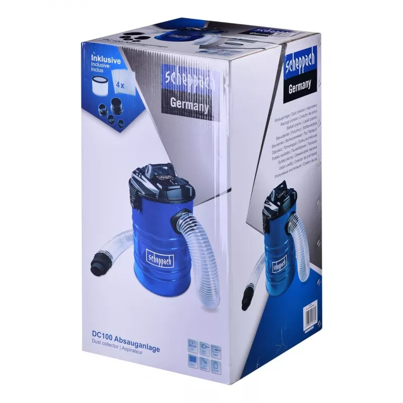 Scheppach Dc100 65L 1200W Dust Extractor 230V, Zils