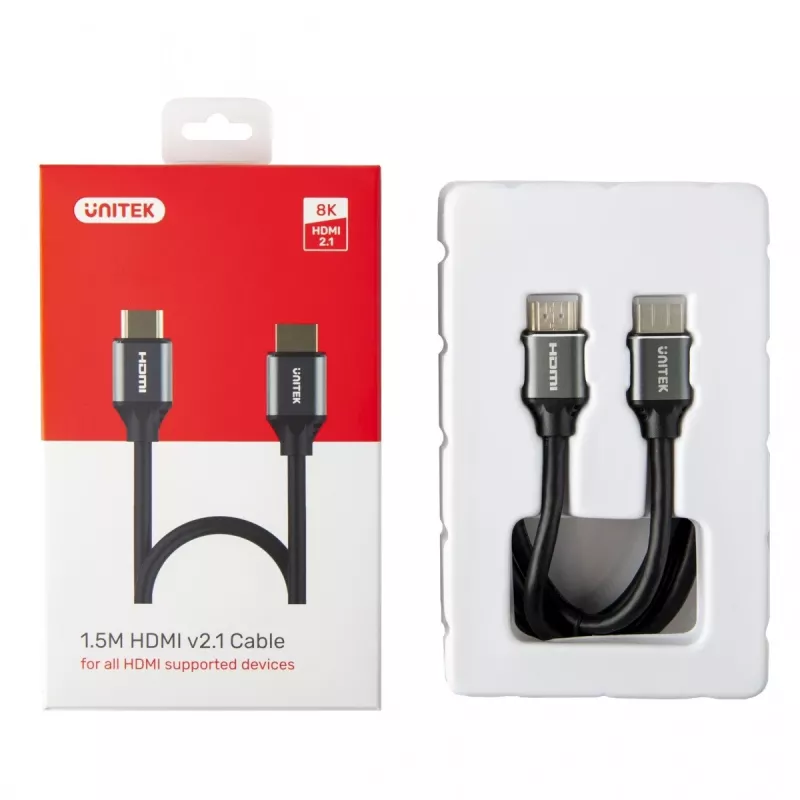 Unitek 8K HDMI 2.1 Ultra Speed 3 m kabelis, A tips vīr.-vīr., 48 Gbit/s, 60 Hz, melns