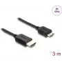 DELOCK HDMI kabelis 3 m — A tipa (vīrišķais) uz C tipa (Mini) (vīrišķais), 48 Gbit/s, līdz 7680×4320, zeltīti kontakti, melns