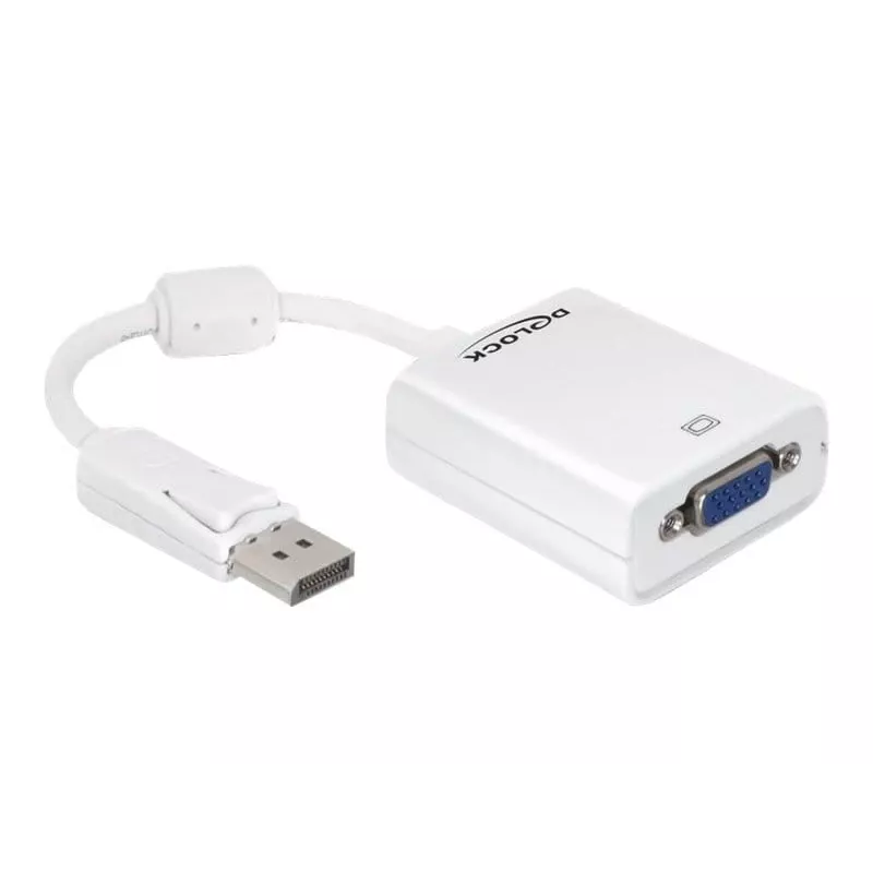 Video kabeļa adapteris DeLOCK 61766 0,125 m VGA DisplayPort balts