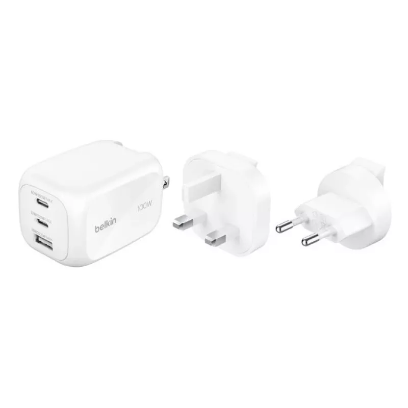 Sienas lādētājs Belkin BOOSTCHARGE 100W 2C1A WCH016HQWH ar maināmu spraudni