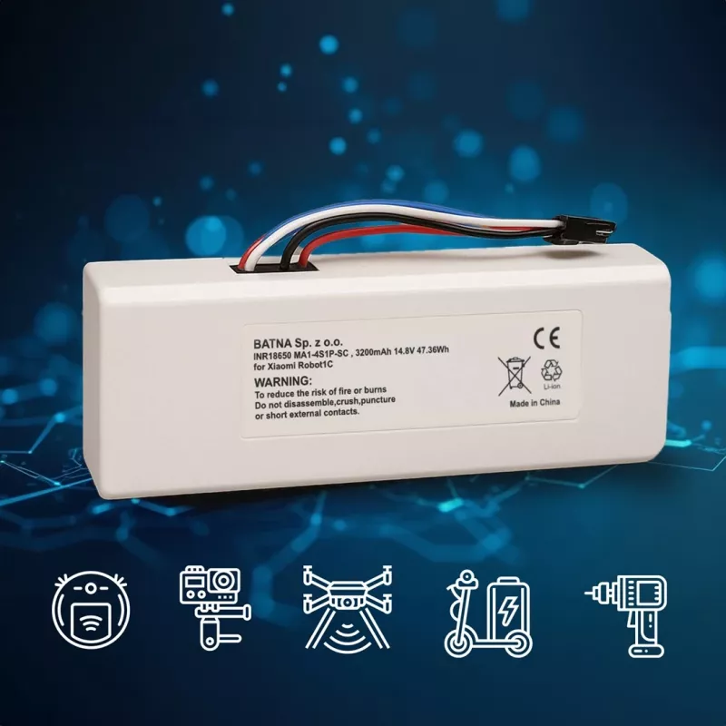 Akumulators Xiaomi Robot 1C P1904-4S1P-MM, 3200mAh, 47.36Wh, STYTJ01ZHM Mijia 1C P1904-4S1P-MM (Dreame MC1808)