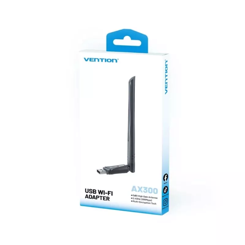 Vention AX300 USB Wi-Fi 6 2.4GHz BK tīkla karte