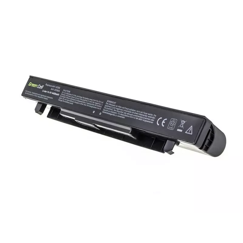 Klēpjdatora baterija zaļa Cell AS68 ASUS A450 A550 R510 X550 sērijai, litija jonu 14,4 V 4400 mAh, 4 elementi, melna