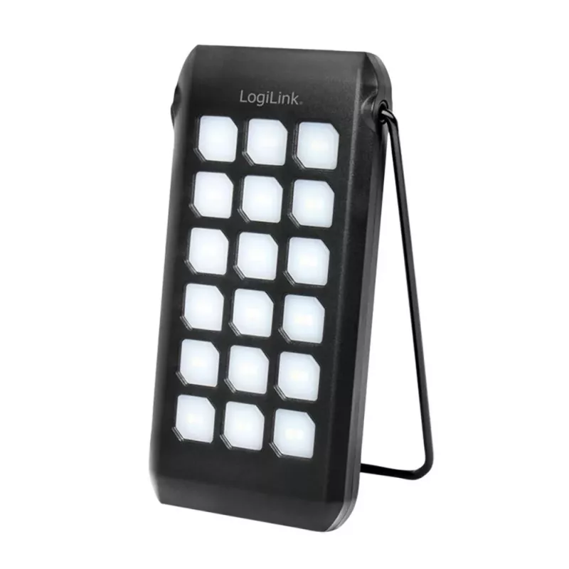 Logilink - Saules enerģijas banka - lukturis - Li-Pol - 10000 mAh - 18 W - 3 A - PD 2.0, QC 3.0, Īpaši ātra uzlāde - 2 izejas porti (USB Type A, 24 kontaktu USB-C) - ar kabeli: USB (PA027
