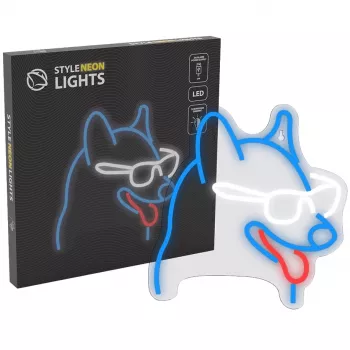 Neona gaismas uzraksts MANTA Neon Lights Dog with Glasses Manta SNL69MT — dekoratīvs LED neona stila sienas gaismeklis