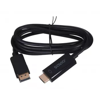 SAVIO video kabeļa adapteris DisplayPort uz HDMI Type A CL-56, 1,5 m, melns