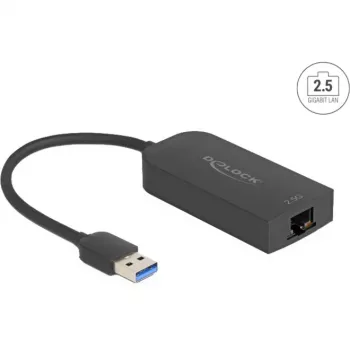 DeLOCK 66045 Kabeļu adapteris USB 5 Gbps Type-A 2,5 Gigabit LAN RJ45 Melns
