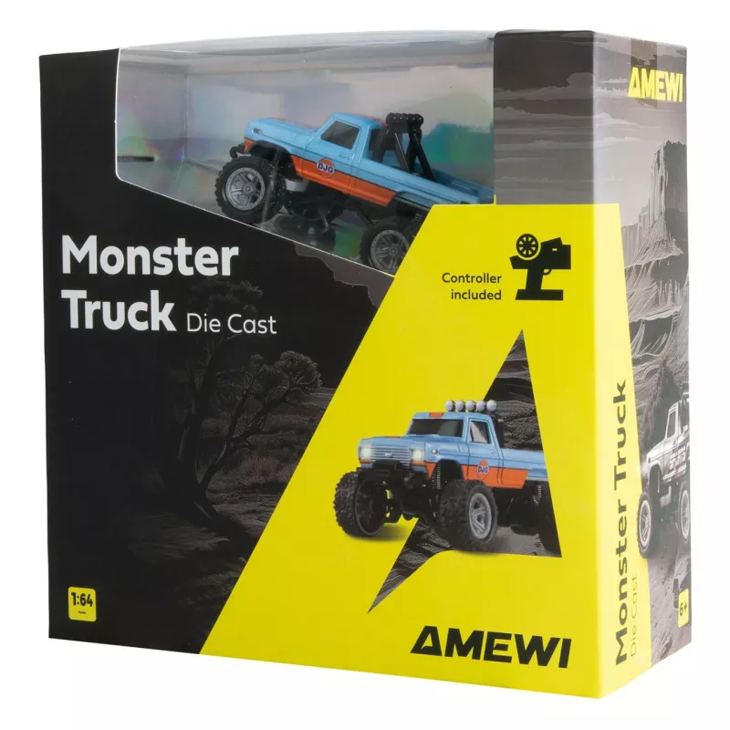 Radio vadāms Amewi Monster Truck DieCast 1:64 RTR, zili oranžs