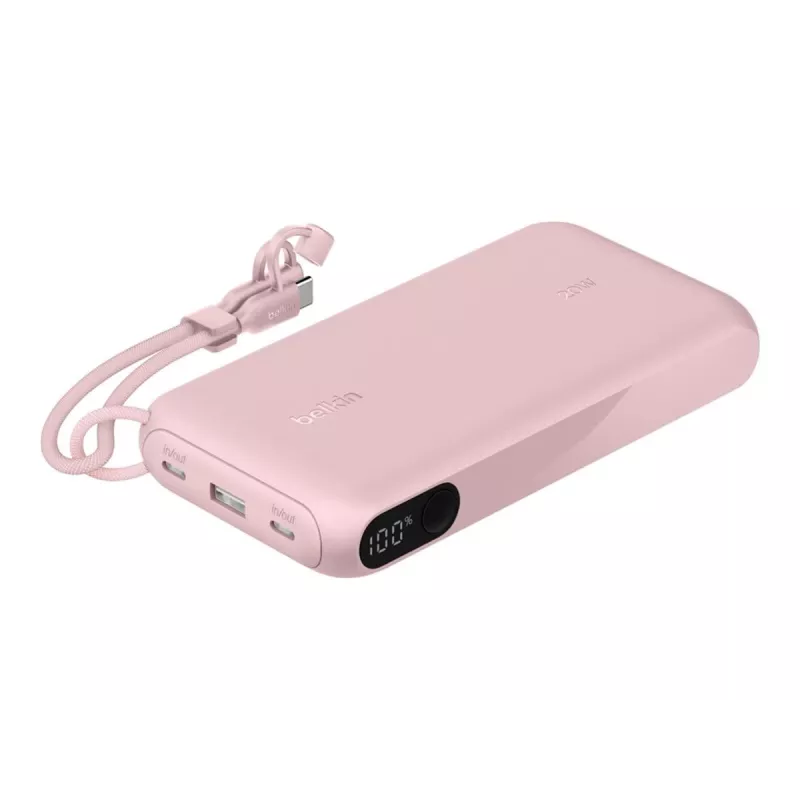 Ārējais akumulators Belkin BPB028HQPK 20000 mAh — 2× USB-C, 1× USB-A, rozā