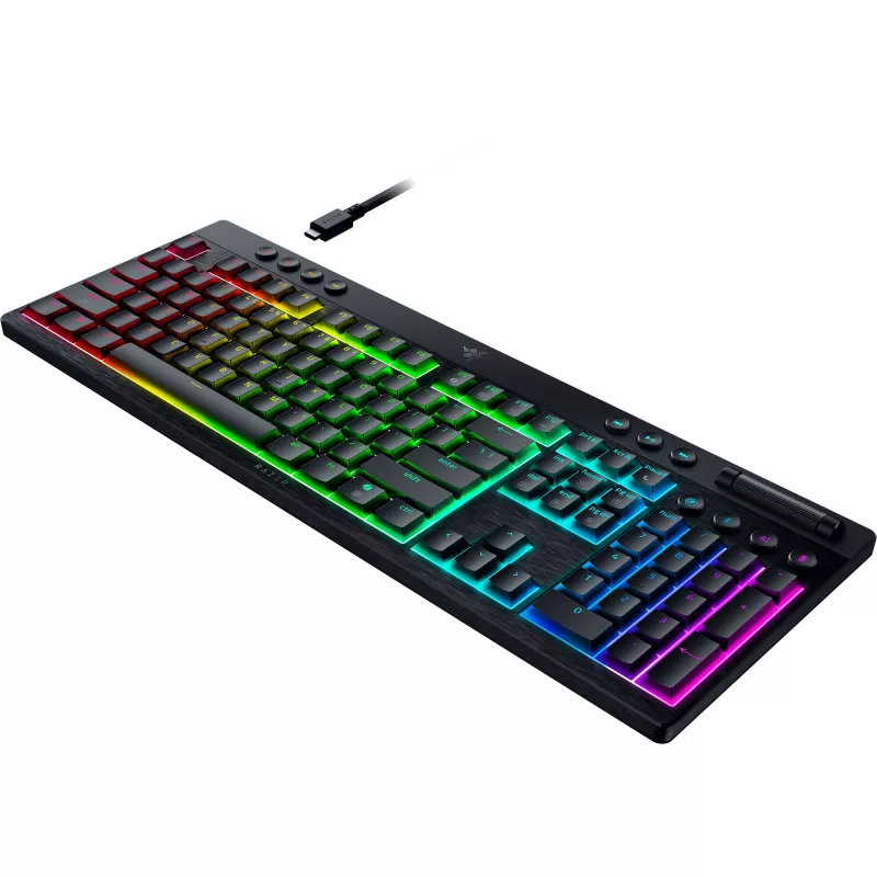 Mehāniskā zema profila tastatūra Razer MelnsWidow V4 — oranži slēdži, bezvadu Bluetooth