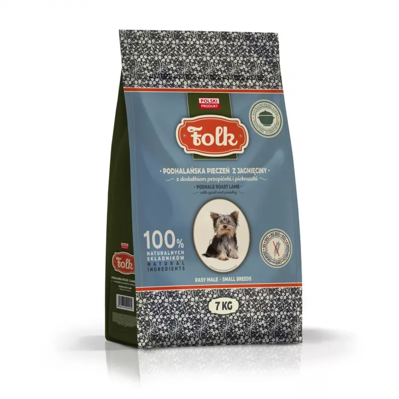 FOLK Small breeds Podhale stila jēra cepetis ar paipalām un pētersīļiem - sausā suņu barība - 7kg