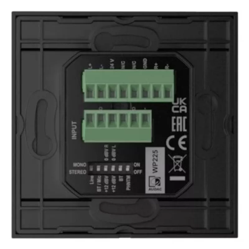 AUDAC WP225/B sienas panelis, XLR mikrof. + 3,5 mm ligzda, Bluetooth, melns