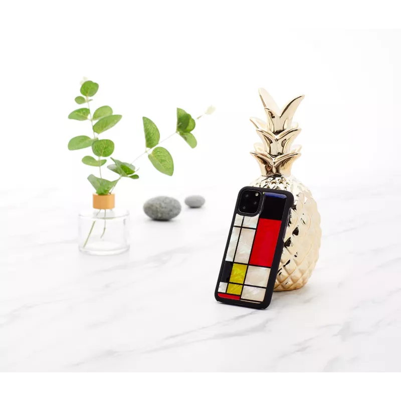 Viedtālruņa maciņš iKins iPhone 11 Pro Mondrian Melns — aizsargapvalks, ciets apvalks, precīzi izgriezumi