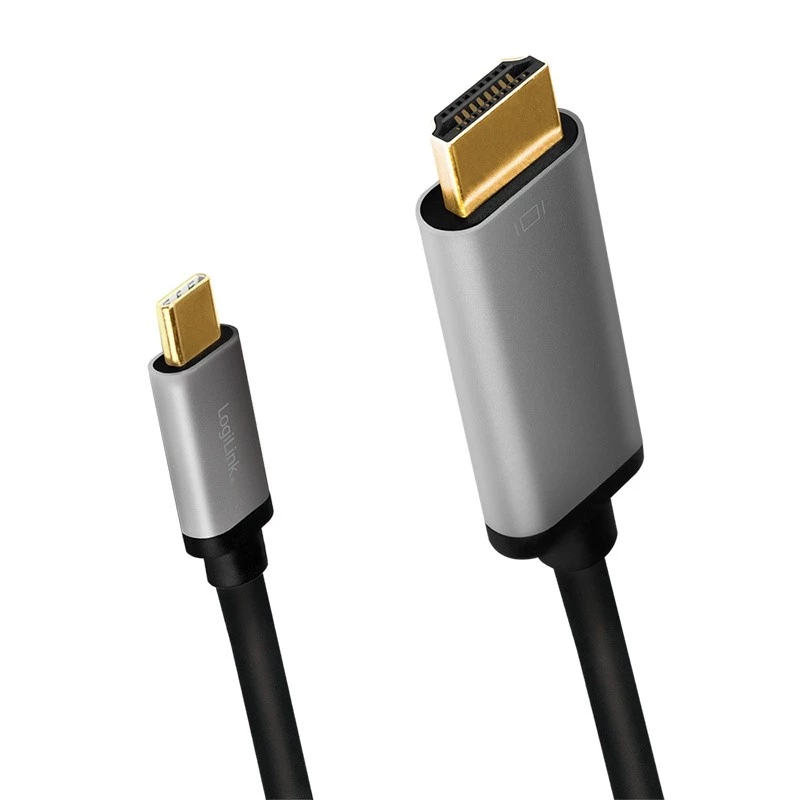 LogiLink CUA0101 USB 3.2 Gen1 Type-C uz HDMI-A kabelis 1,8 m melns pelēks
