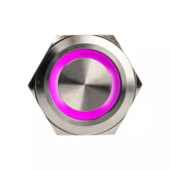 Vandāļizturīgs spiedpogas slēdzis DimasTech PD197 25 mm Silverline gredzens