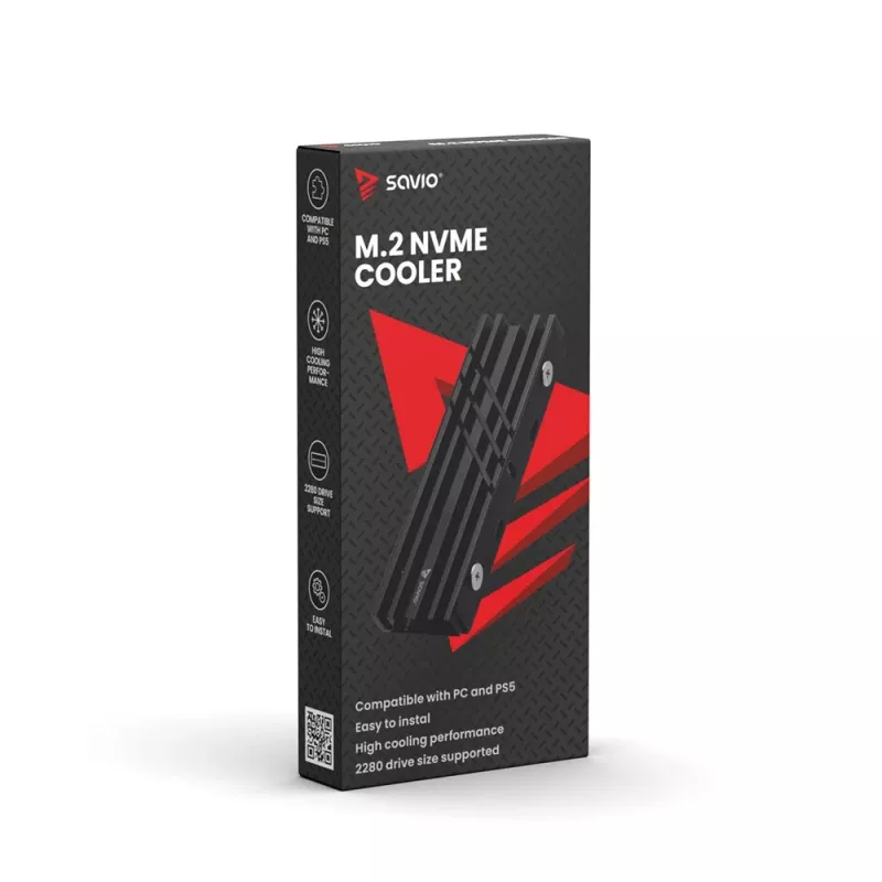 Gaisa dzesētājs SAVIO M.2 NVMe 2280 AK-60 melns radiators 22x80 mm SSD
