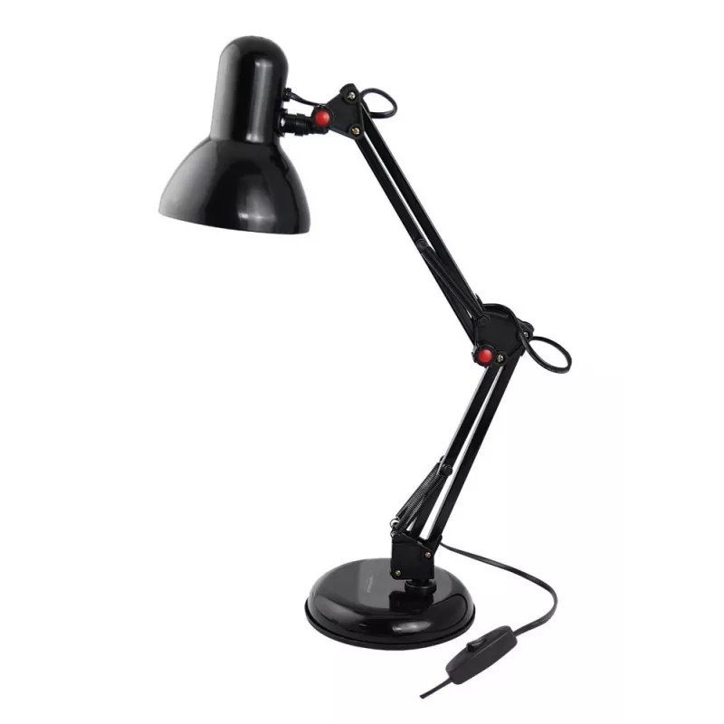 Galda lampa ESPERANZA AVIOR E27 12W LED, melna, regulējams augstums, elastīga svira, E27 ligzda