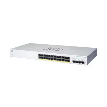 Pārvaldīts L2 Gigabit PoE komutators Cisco CBS220-24FP-4G — 24x Gigabit RJ-45, PoE, 56 Gbps, MAC 8192, montējams statnē