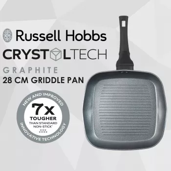 Griddle Russell Hobbs RH01861EU7 28 cm Crystaltech – nepiedegoša cepšanas virsma, plakana panna