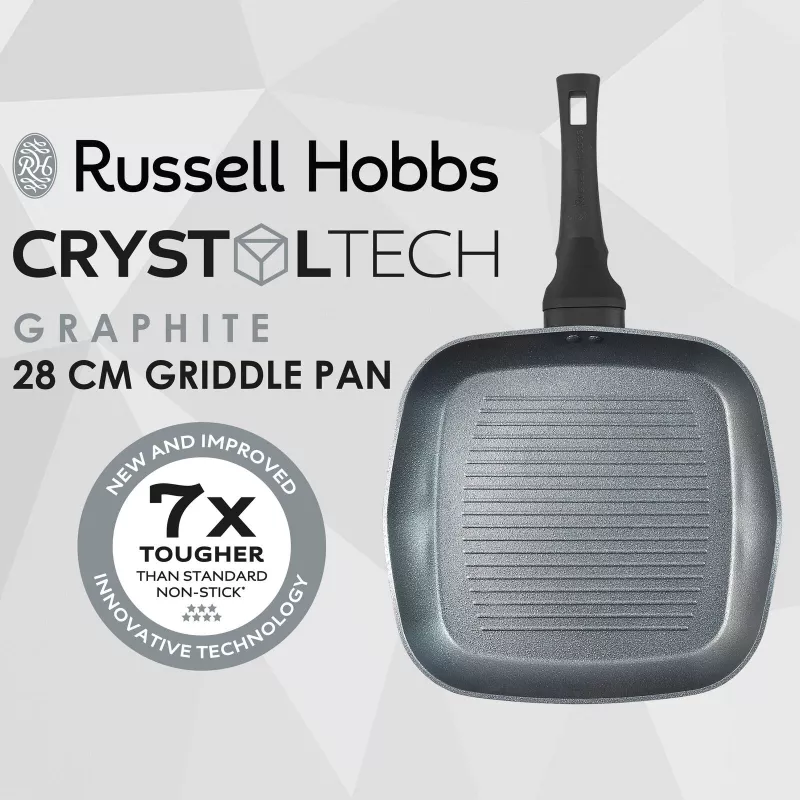 Griddle Russell Hobbs RH01861EU7 28 cm Crystaltech – nepiedegoša cepšanas virsma, plakana panna