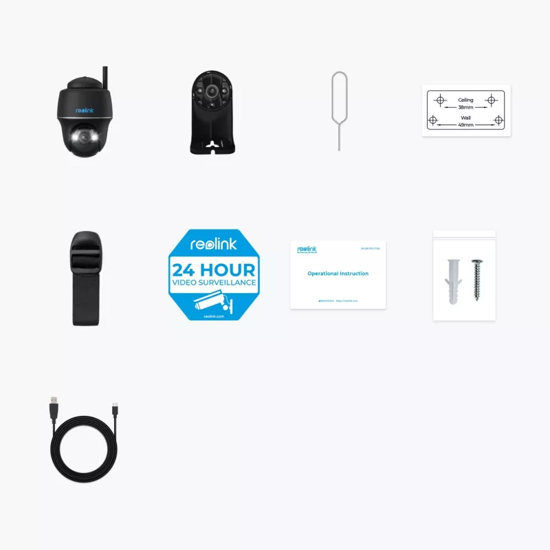 Reolink IP kamera ARGUS PT 5MP TYP-C melna, ar bateriju darbināma