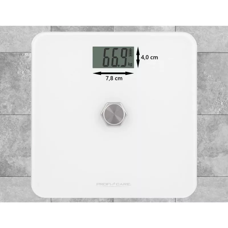 Elektroniskie personālie svari Profi-Care PC-PW 3112 — ietilpība 180 kg, precizitāte 100 g, 310×310×44 mm, LCD displejs