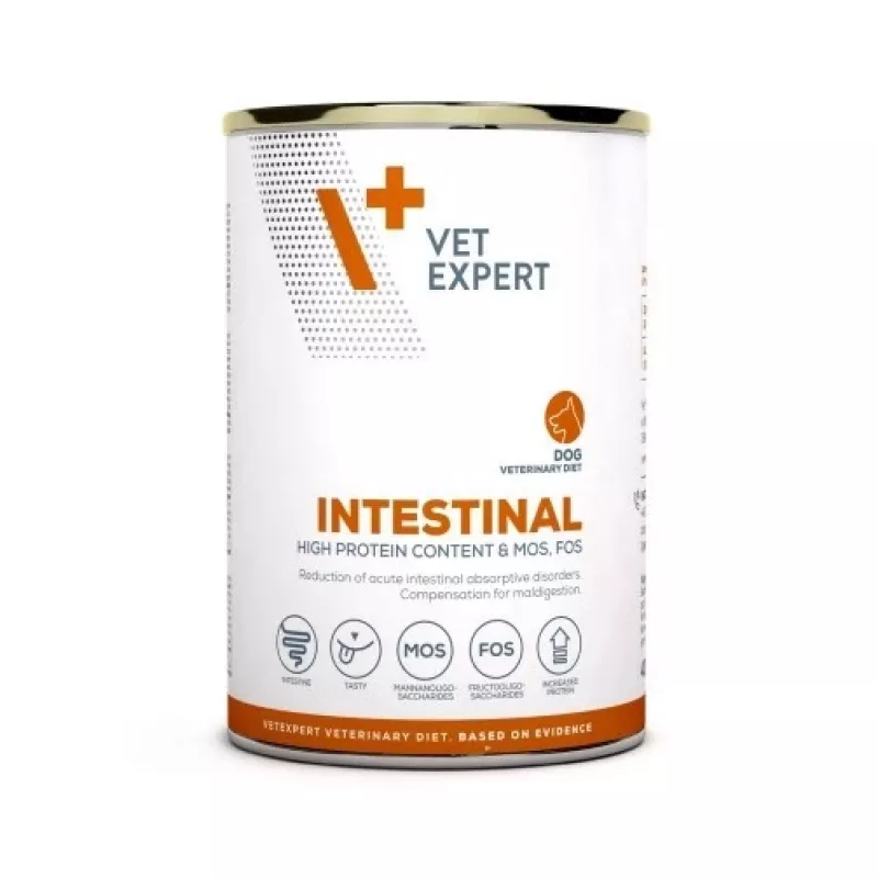 Slapjā suņu barība VETEXPERT Veterinary Diet Intestinal 400 g, mājputnu, bez graudaugiem, atveseļošanai pēc gremošanas trakta operācijas
