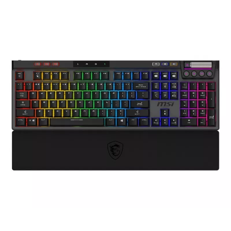 Mehāniskā spēļu tastatūra MSI Strike Pro W Silent US izkārtojums RGB fona apgaismojums, vadu, klusie taustes slēdži