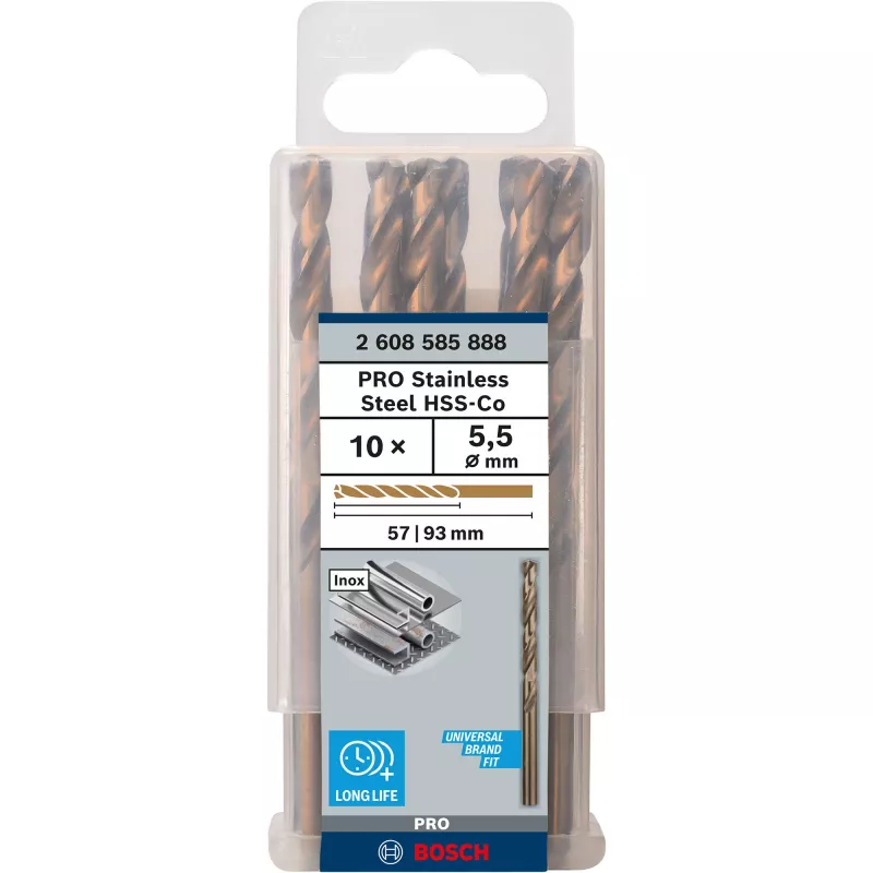 Bosch PRO Stainless Steel HSS-Co spirālurbis, Ø 5,5 mm, 10 gab.