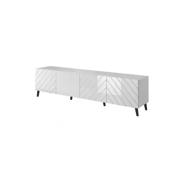 RTV skapis ABETO 200x42x52 balts/glancēti balts