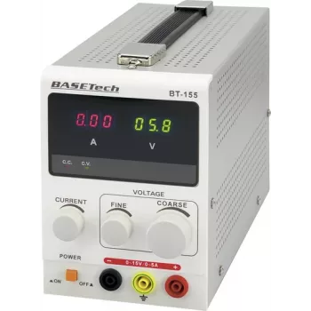 Basetech BT-155 laboratorijas barošanas avots, regulējams 0 - 15 V/DC 0 - 5 A 75 W izeju skaits 1 x