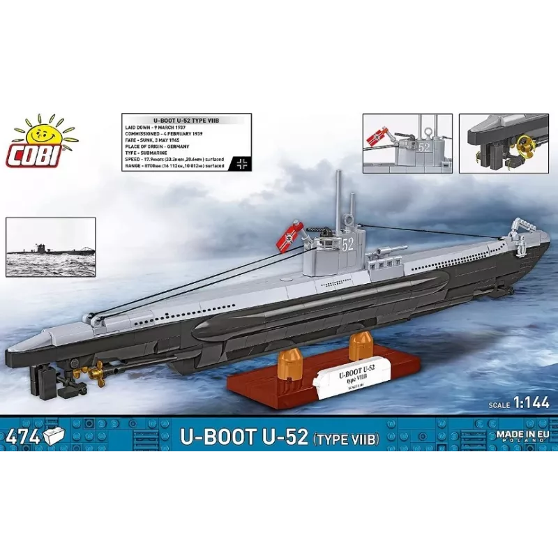 Konstrukciju komplekts Cobi U-Boot U-52 — 474 detaļu modeļu komplekts