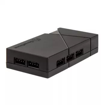 Ventilatora ātruma regulators SilverStone LSB01 — 3 kanālu manuālais regulators, melns, plastmasas korpuss, 46×19 mm